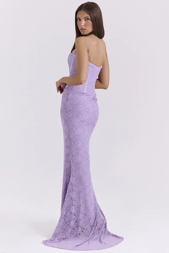 Antonina Orchid Lace Corset Maxi Dress Antonina Orchid Lace Corset Maxi Dress
