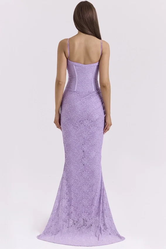 Antonina Orchid Lace Corset Maxi Dress Antonina Orchid Lace Corset Maxi Dress
