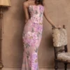 Antonina Pink Floral Corset Maxi Dress Antonina Pink Floral Corset Maxi Dress