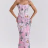 Antonina Pink Floral Corset Maxi Dress Antonina Pink Floral Corset Maxi Dress