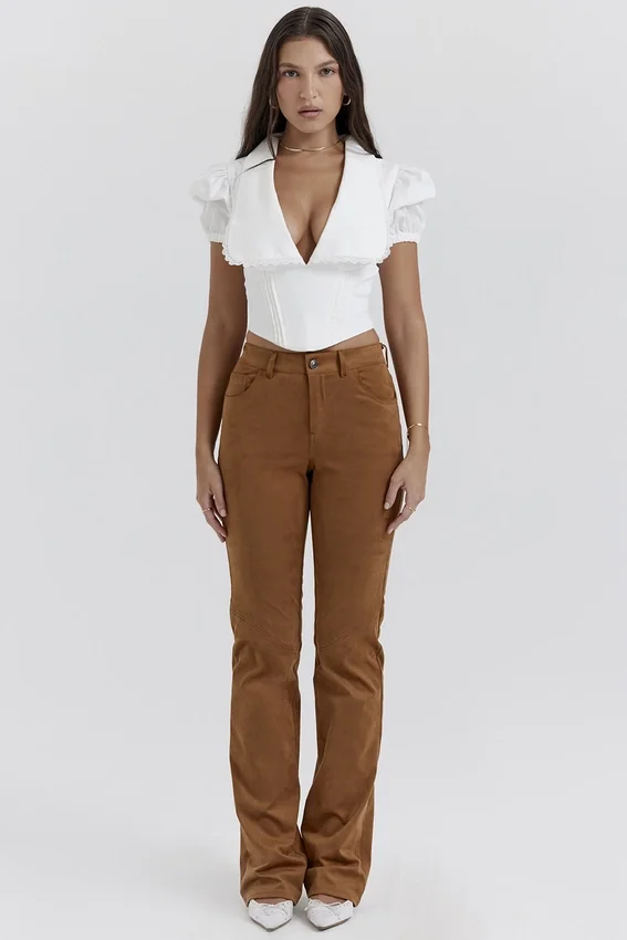 Apollo Tan Vegan Suede Trousers Apollo Tan Vegan Suede Trousers