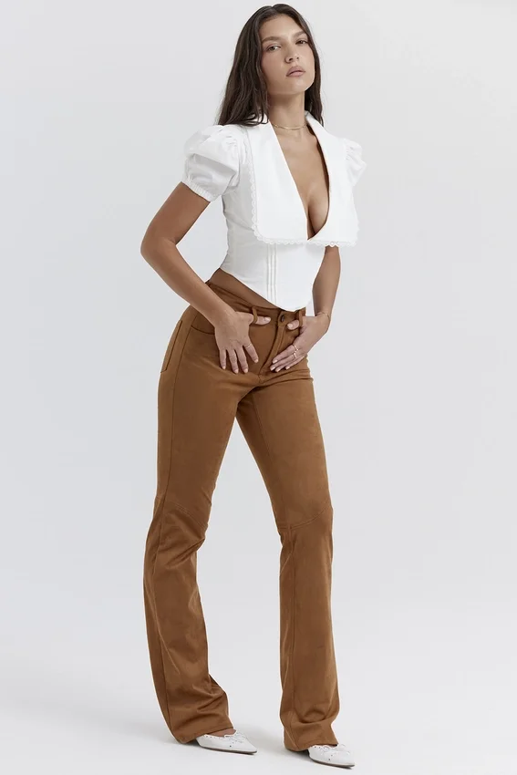Apollo Tan Vegan Suede Trousers Apollo Tan Vegan Suede Trousers