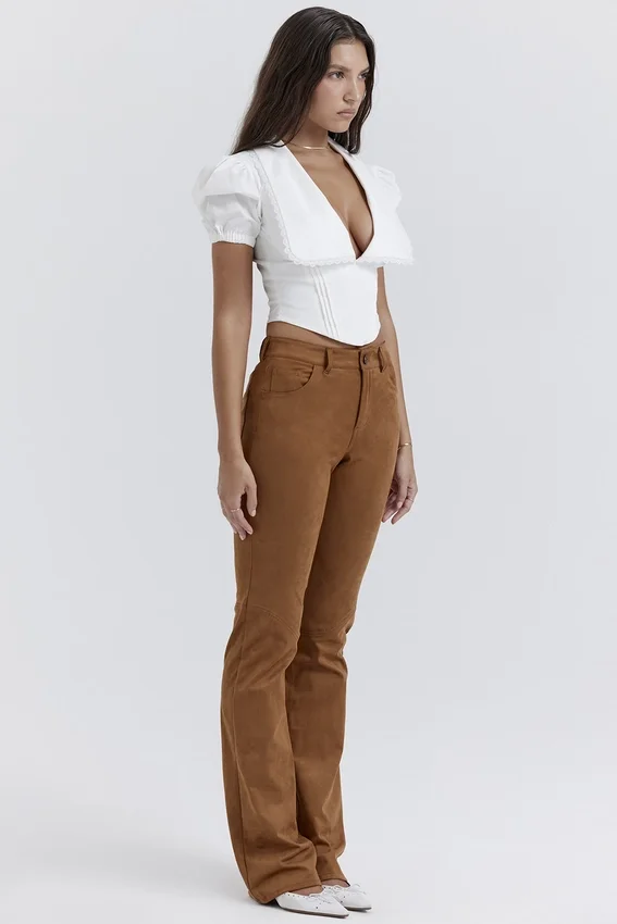 Apollo Tan Vegan Suede Trousers Apollo Tan Vegan Suede Trousers
