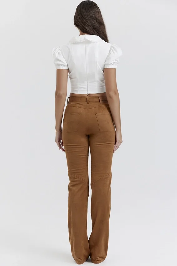 Apollo Tan Vegan Suede Trousers Apollo Tan Vegan Suede Trousers