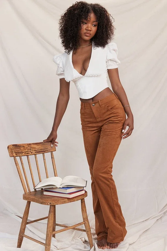 Apollo Tan Vegan Suede Trousers Apollo Tan Vegan Suede Trousers