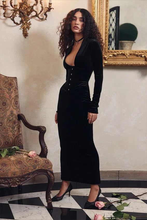 Arabella Black Velvet Corset Dress Arabella Black Velvet Corset Dress