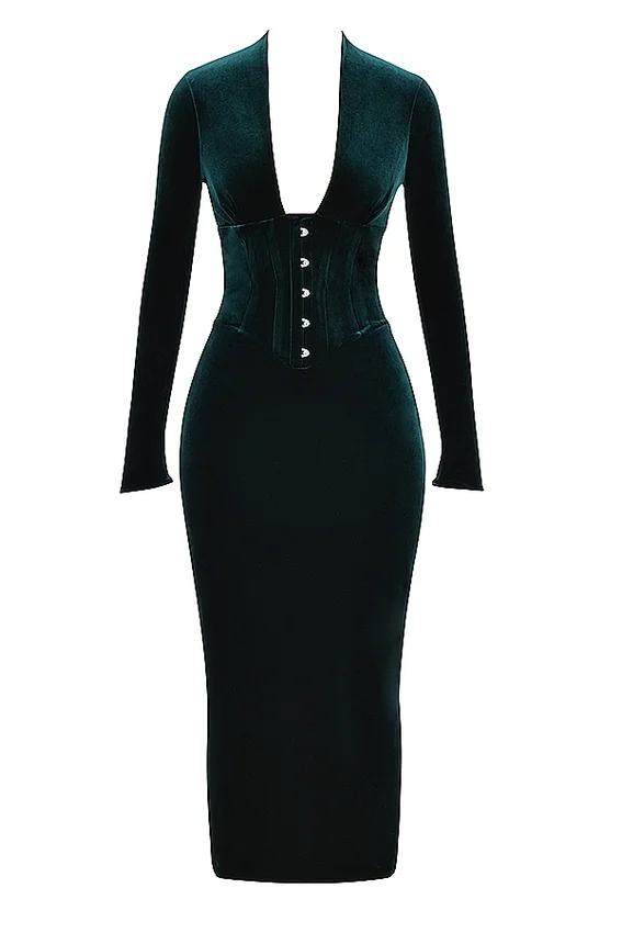 Arabella Forest Velvet Corset Dress Arabella Forest Velvet Corset Dress
