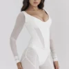 Araminta White Long Sleeve Mesh Corset