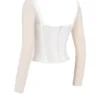 Araminta White Long Sleeve Mesh Corset