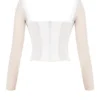 Araminta White Long Sleeve Mesh Corset
