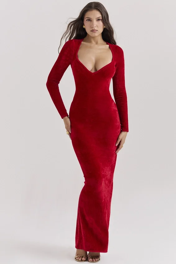 Aria Scarlet Chenille Sweetheart Dress Aria Scarlet Chenille Sweetheart Dress