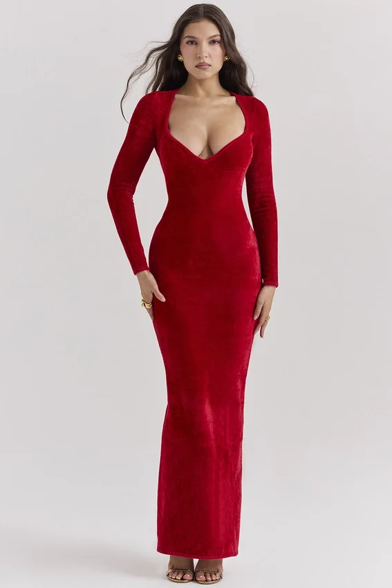 Aria Scarlet Chenille Sweetheart Dress Aria Scarlet Chenille Sweetheart Dress