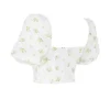 Arianna Ivory Floral Puff Sleeve Cropped Top