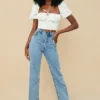 Arianna Ivory Floral Puff Sleeve Cropped Top