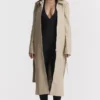 Ariel Beige Vegan Leather Trench Coat Ariel Beige Vegan Leather Trench Coat
