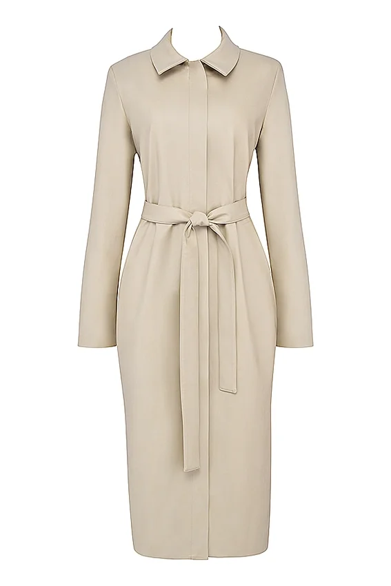 Ariel Beige Vegan Leather Trench Coat Ariel Beige Vegan Leather Trench Coat
