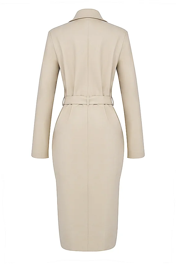 Ariel Beige Vegan Leather Trench Coat Ariel Beige Vegan Leather Trench Coat