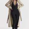Ariel Beige Vegan Leather Trench Coat Ariel Beige Vegan Leather Trench Coat