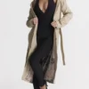 Ariel Beige Vegan Leather Trench Coat Ariel Beige Vegan Leather Trench Coat