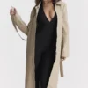 Ariel Beige Vegan Leather Trench Coat Ariel Beige Vegan Leather Trench Coat