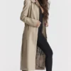 Ariel Beige Vegan Leather Trench Coat Ariel Beige Vegan Leather Trench Coat
