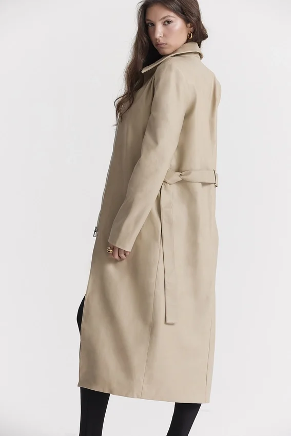 Ariel Beige Vegan Leather Trench Coat Ariel Beige Vegan Leather Trench Coat