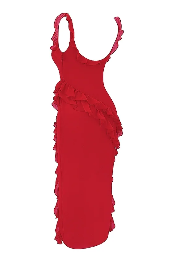 Ariela Cherry Ruffle Maxi Dress Ariela Cherry Ruffle Maxi Dress