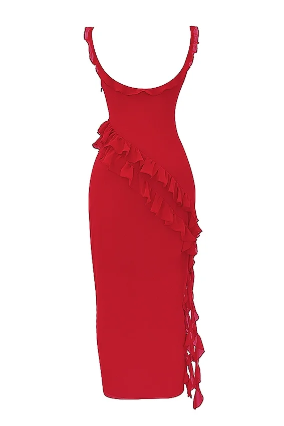 Ariela Cherry Ruffle Maxi Dress Ariela Cherry Ruffle Maxi Dress