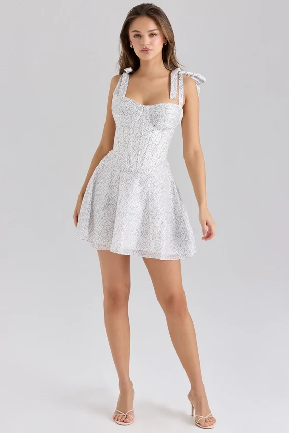 Ariella Chiffon Dot Print Mini Dress Ariella Chiffon Dot Print Mini Dress
