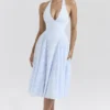 Arietta Bluebell Floral Jacquard Halter Midi Dress Arietta Bluebell Floral Jacquard Halter Midi Dress