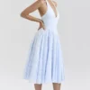 Arietta Bluebell Floral Jacquard Halter Midi Dress Arietta Bluebell Floral Jacquard Halter Midi Dress