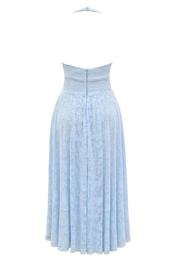 Arietta Bluebell Floral Jacquard Halter Midi Dress Arietta Bluebell Floral Jacquard Halter Midi Dress