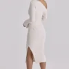 Arista Vintage Ivory Draped Crepe One Shoulder Midi Dress Arista Vintage Ivory Draped Crepe One Shoulder Midi Dress