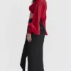 Arla Black Draped Silk Maxi Skirt