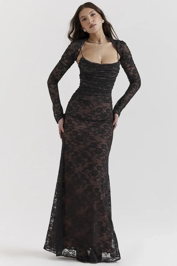 Artemis Black Lace Maxi Dress Artemis Black Lace Maxi Dress
