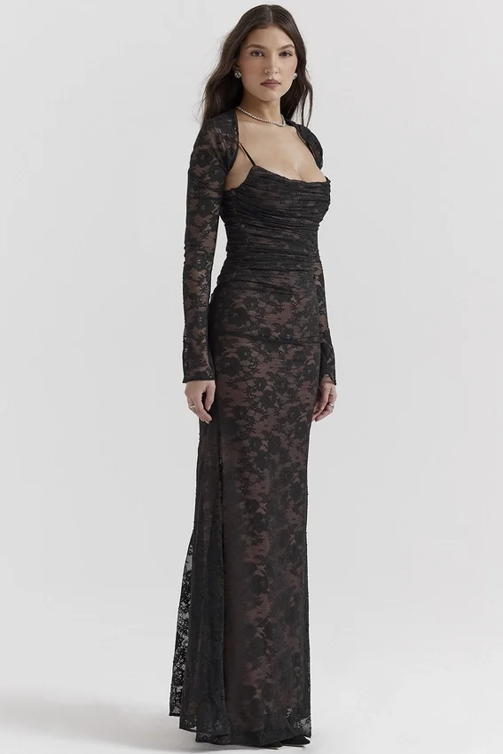 Artemis Black Lace Maxi Dress Artemis Black Lace Maxi Dress