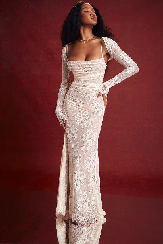 Artemis Vintage Cream Lace Maxi Dress Artemis Vintage Cream Lace Maxi Dress
