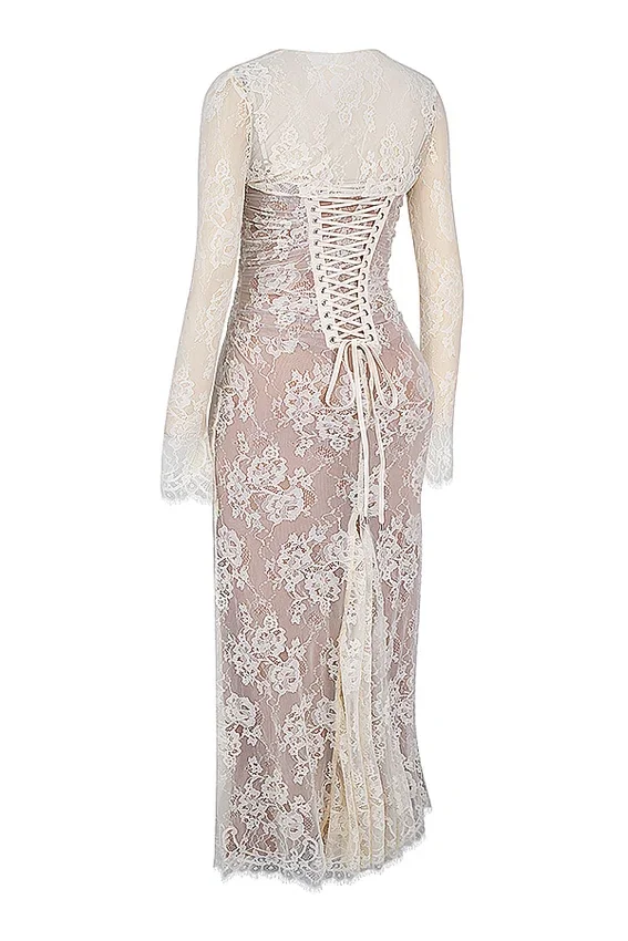 Artemis Vintage Cream Lace Maxi Dress Artemis Vintage Cream Lace Maxi Dress