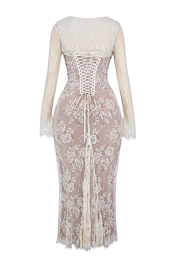 Artemis Vintage Cream Lace Maxi Dress Artemis Vintage Cream Lace Maxi Dress