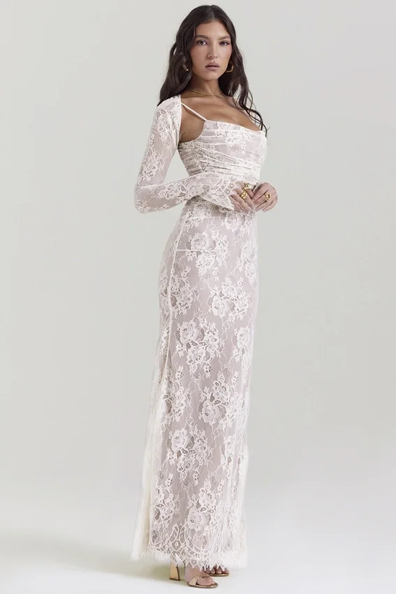 Artemis Vintage Cream Lace Maxi Dress Artemis Vintage Cream Lace Maxi Dress