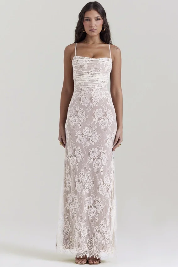 Artemis Vintage Cream Lace Maxi Dress Artemis Vintage Cream Lace Maxi Dress