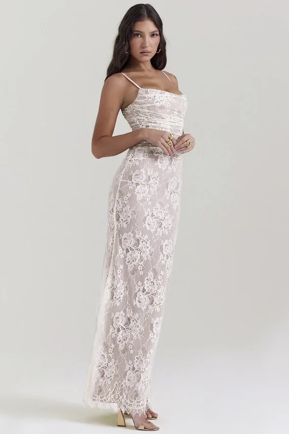 Artemis Vintage Cream Lace Maxi Dress Artemis Vintage Cream Lace Maxi Dress