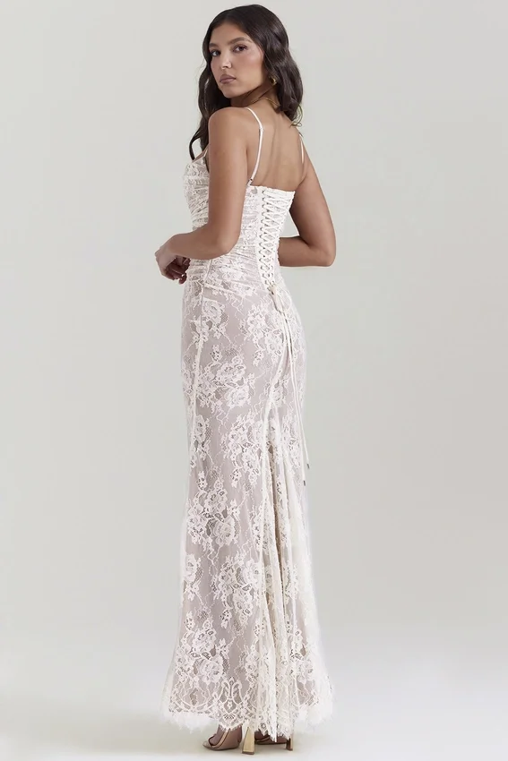 Artemis Vintage Cream Lace Maxi Dress Artemis Vintage Cream Lace Maxi Dress
