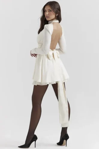 aryana ivory bow mini dress 1 330x495 - Aryana Ivory Bow Mini Dress