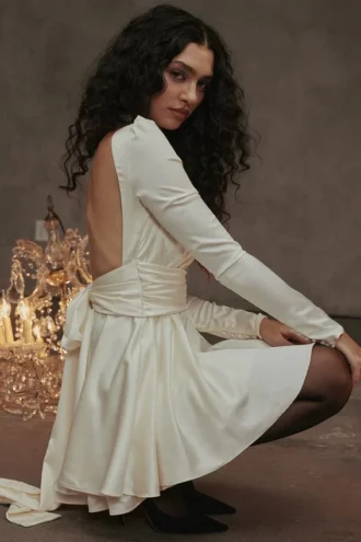 aryana ivory bow mini dress 2 330x495 - Aryana Ivory Bow Mini Dress