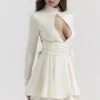 Aryana Ivory Bow Mini Dress Aryana Ivory Bow Mini Dress