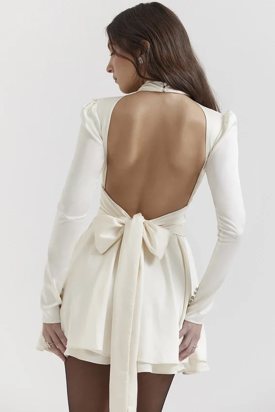 Aryana Ivory Bow Mini Dress Aryana Ivory Bow Mini Dress