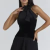 Asa Black Georgette & Velvet Flounce Mini Skirt Asa Black Georgette & Velvet Flounce Mini Skirt