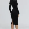 Asha Black Velvet Silhouette Midi Dress Asha Black Velvet Silhouette Midi Dress