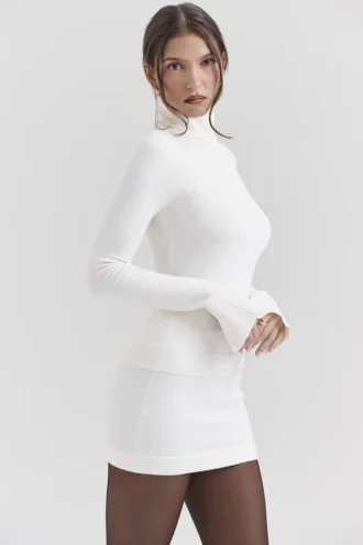 Asher Ivory Cashmere Mini Skirt